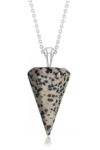 Tesbih Atölyesi Certified Dalmatian Jasper Natural Stone Pendulum Necklace