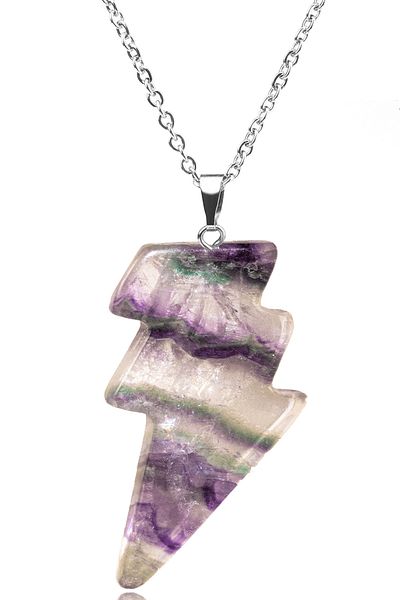 Tesbih Atölyesi Certified Lightning Model Fluorite Stone Necklace - Aaa Quality