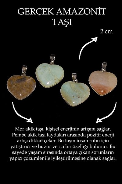 Tesbih Atölyesi Certified Heart Cut Amazonite Stone Necklace