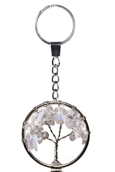 Tesbih Atölyesi Certified Moon Stone Tree of Life Natural Stone Keychain