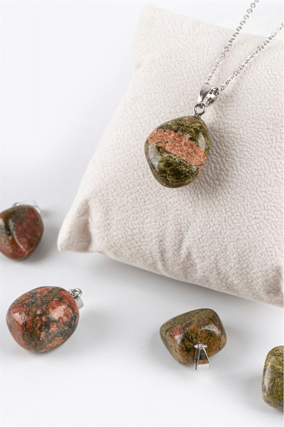 Tesbih Atölyesi Sertifikalı Tımbıl Model Unakit Taşı Kolye (GÜMÜŞ APARATLI)