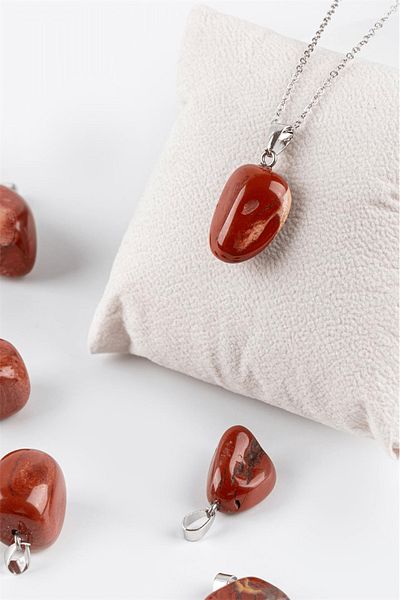Tesbih Atölyesi Certified Timbil Model Red Jasper Stone Necklace - With Silver Apparatus