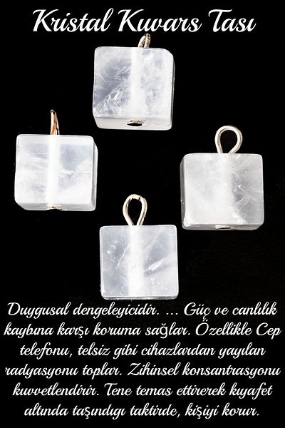 Tesbih Atölyesi Certified Cube Model Crystal Quartz Stone Necklace