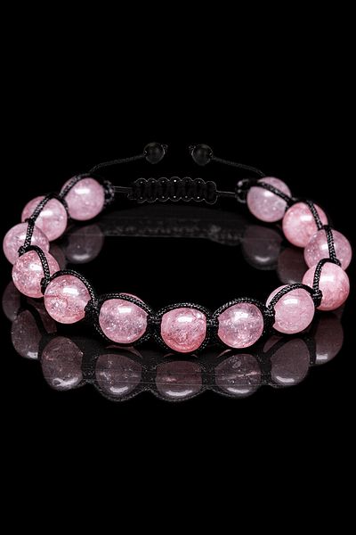 Tesbih Atölyesi Rose and Quartz Stone Detailed Macrame Bracelet