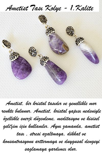 Tesbih Atölyesi Certified Zircon Stone Amethyst Stone Necklace
