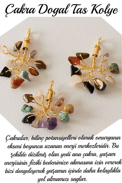 Tesbih Atölyesi Certified Life Spiral Amethyst Agate Turquoise Quartz Tiger Eye 7 Chakra Necklace