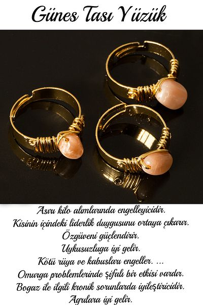 Tesbih Atölyesi Thick Slouchy Model Certified Sunstone Ring - Adjustable