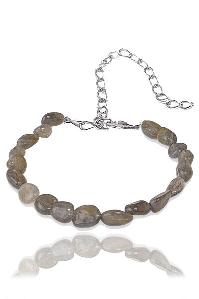 Tesbih Atölyesi Certified Amorphous Cut Labradorite Stone Bracelet