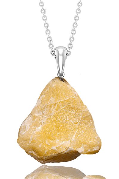 Tesbih Atölyesi Certified Raw Unprocessed Honey Calcite Stone Necklace