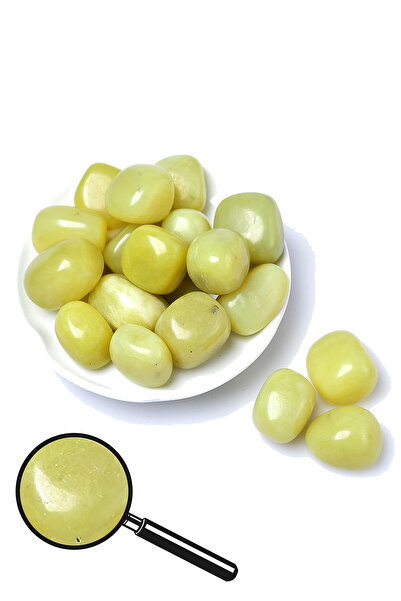 Tesbih Atölyesi Sertifikalı Tamburlanmış Limon Yeşim Taşı Kütle
