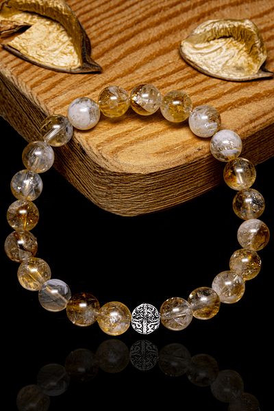 Tesbih Atölyesi Aaa+ Quality Citrine Stone Bracelet - Silver Apparatus, Certified