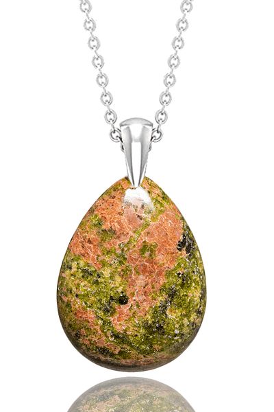 Tesbih Atölyesi Certified Drop Cut Unakite Stone Necklace