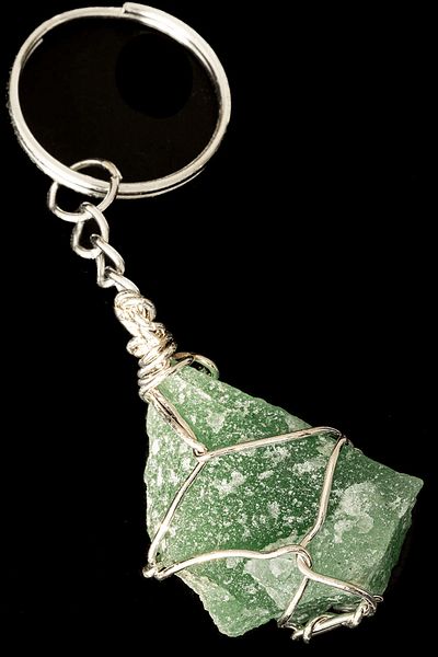Tesbih Atölyesi Certified Wire Wrapped Raw Unprocessed Aventurine Stone Keychain