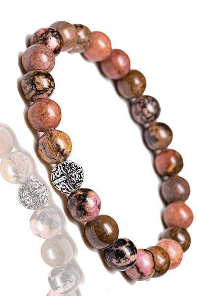 Tesbih Atölyesi Aaa Rhodonite Stone Bracelet - Silver Apparatus Certified