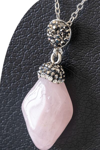 Tesbih Atölyesi Certified Zircon Stone Model Pink Quartz Stone Necklace