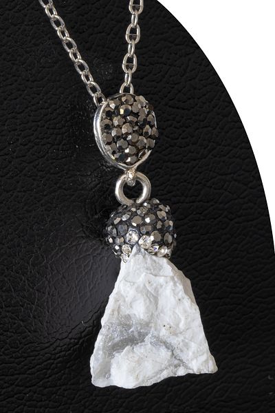 Tesbih Atölyesi Certified Zircon Stone Model Howlite Stone Necklace (Raw Unprocessed)