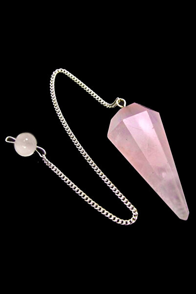 Tesbih Atölyesi Sertifikalı Aaa Kalite Pembe Kuvars Taşı Pandül Sarkaç - 4 Cm