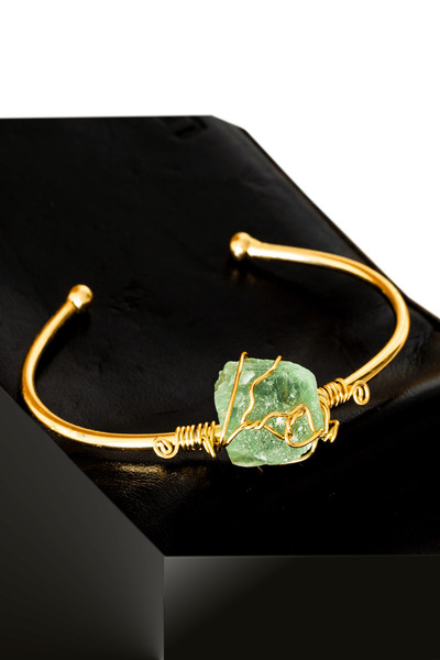 Tesbih Atölyesi Sertifikalı Kelepçe Model Ayarlamalı Aaa Yeşil Florit Taşı Bi...