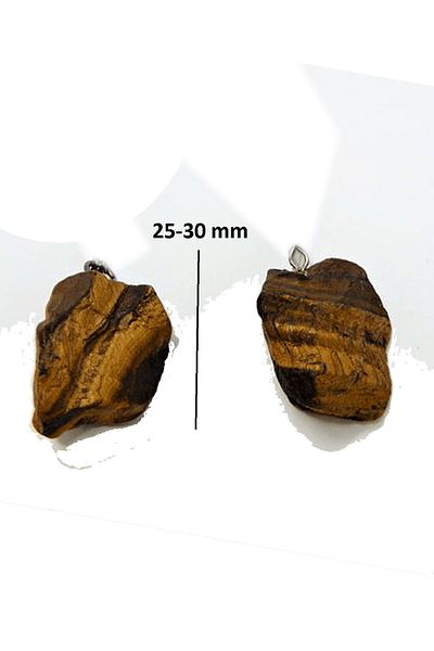 Tesbih Atölyesi Certified Raw Unprocessed Model Tiger Eye Stone Necklace - With Silver Device