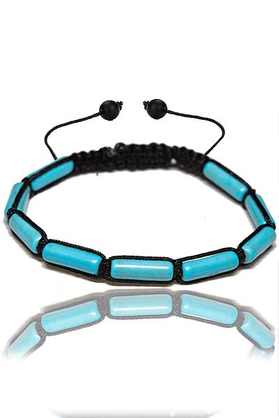Tesbih Atölyesi Certified Cylinder Unpainted Original Turquoise Stone Bracelet