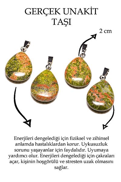 Tesbih Atölyesi Certified Drop Cut Unakite Stone Necklace
