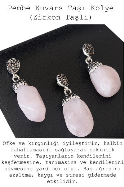 Tesbih Atölyesi Certified Zircon Stone Model Pink Quartz Stone Necklace