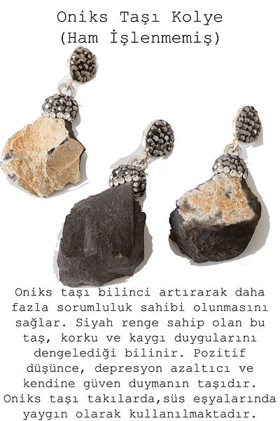 Tesbih Atölyesi Certified Zircon Stone Model Onyx - Onyx Stone Necklace (Raw Unprocessed)
