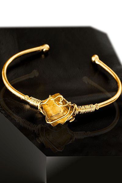 Tesbih Atölyesi Certified Clamp Model Adjustable Aaa Tiger Eye Stone Bracelet - Tarnish Resistant