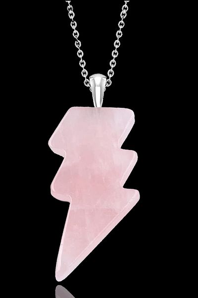 Tesbih Atölyesi Certified Lightning Model Pink Quartz Stone Necklace - Aaa+ Quality