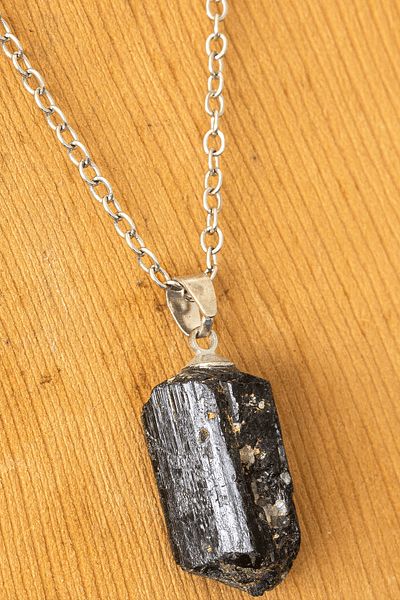 Tesbih Atölyesi Certified Raw Unprocessed Black Tourmaline Stone Necklace