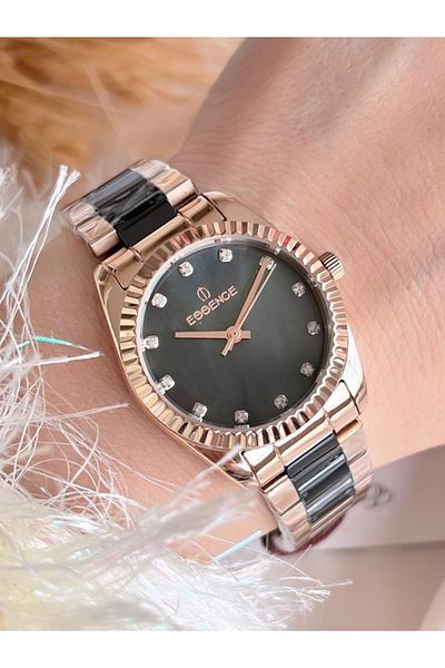 Essence BLKT.2.953 Essence Ceramic & Steel Cord No Darkening Color Throwing 50Mt Water Resistant Women's Wristwatch