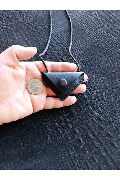 ViP GiFT Kayı Üçgen Cevşen Dualı Kolye Muska Hakiki Deri