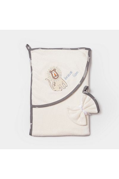 Biorganic Brave Lion Knitted Eraser Baby Bath Towel