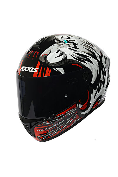 AXXIS Draken S Roar B5 Matt Red Kapalı Motosiklet Kaskı + Yedek Siyah Vizör