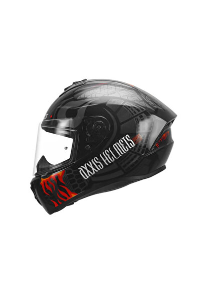 AXXIS Draken S Maori Devil B5 Matt Red Kapalı Motosiklet Kaskı + Yedek Siyah Vizör