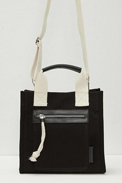 Manuka Leather Detailed Tote Bag Black
