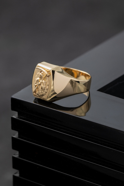 Cenova Jewelry 14 Ayar Altın Ölüm Meleği Figürlü Erkek Yüzük