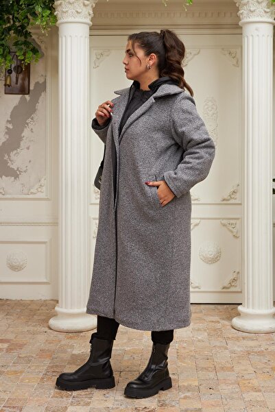 RMG Quilted Inside Plus Size Hooded Smoked Coat