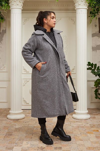RMG Quilted Inside Plus Size Hooded Smoked Coat