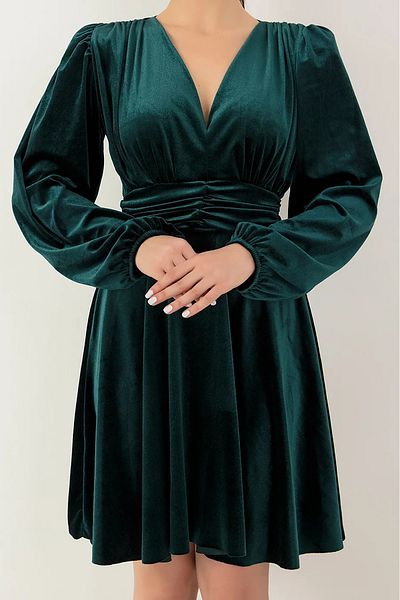 Neşeli Butik γυναικείο εισαγόμενο υφασμάτινο βελούδινο φόρεμα KKLF70