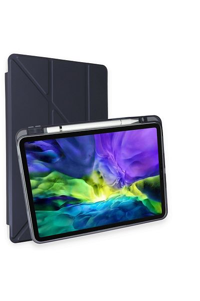 AQUA AKSESUAR iPad Pro 11 (2021) Compatible Case with Pen Compartment and Sleep Mode Smart Case - Navy Blue