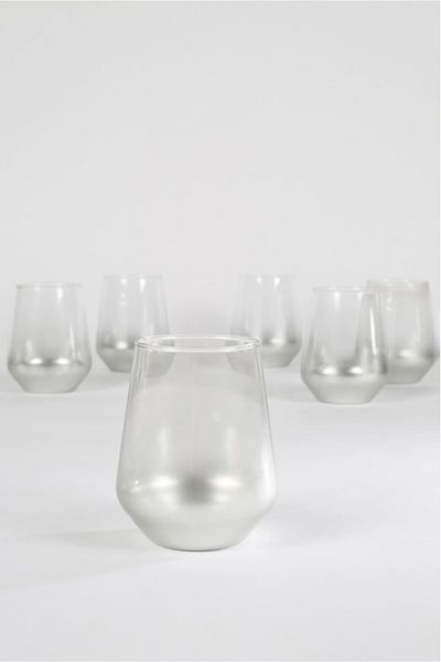 Paşabahçe Set of 6 Silver Gradient Water Glasses 425cc