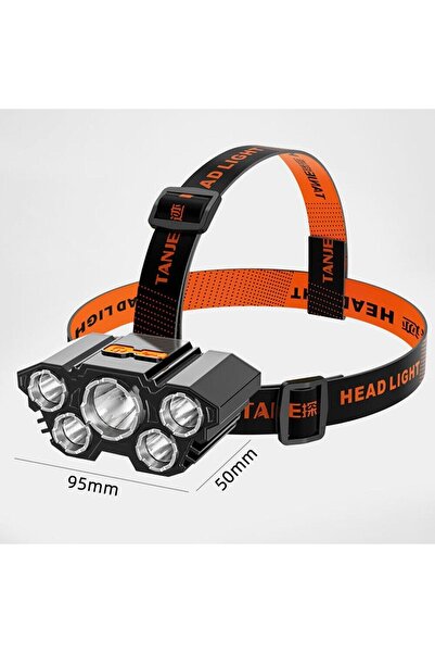 Janva Usb Şarjlı 150w Ultra Güçlü Led Şarjlı 5 Led 5x Cree Led Kafa Feneri Avcı Feneri Balıkçı Kamp Feneri