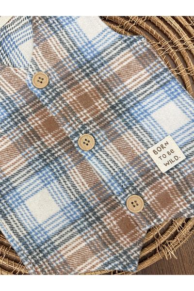 aydınlar bebe Baby Vest Winter Lumberjack Buttoned Plaid Pattern