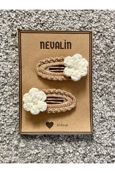 Nevdusha Design مشبك بناتي محبوك ملون بتفاصيل زهور