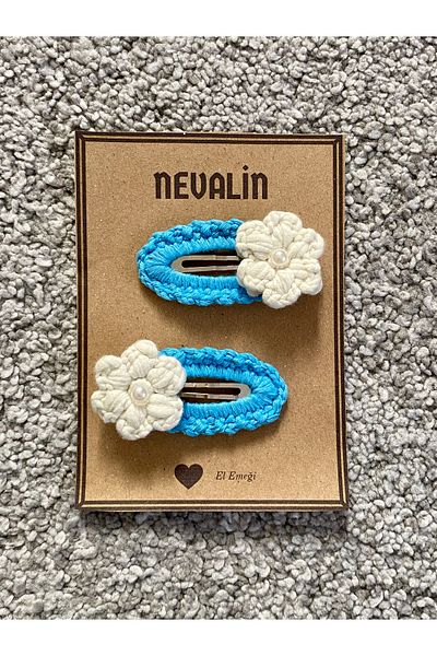 NEVALİN Flower Detailed Colorful Knitted Snap Girl's Buckle
