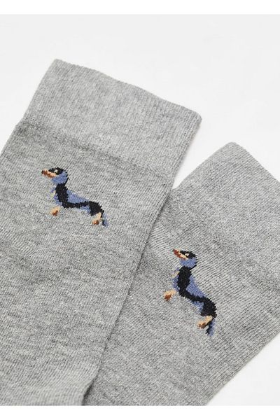 MANGO Man Baumwollsocken mit Hundestickerei