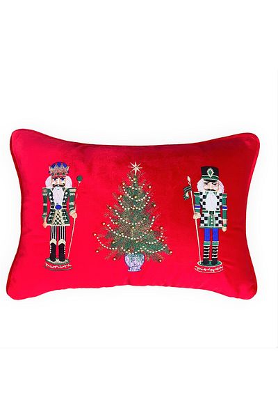 ge living Lead Soldier Patterned Red Velvet Throw Pillow Case