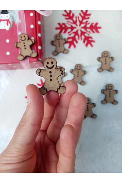 mercanmum CHRISTMAS COOKIE MAN PACK DECORATION ADHESIVE 15 PIECES