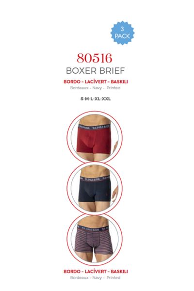 U.S. Polo Assn. Men's, Licensed, USPA, Claret Red-Navy Blue-Printed 3-Piece Boxers